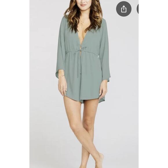 Show Me Your MuMu Pants - Show Me Your Mumu Roxy Romper Women Small Moss Green Plunging Tie Waist Cover Up
